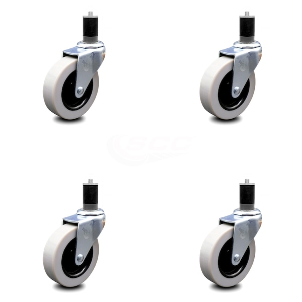 3 Inch Thermoplastic Rubber Wheel 1-3/4 Inch Expanding Stem Caster SCC, 4PK